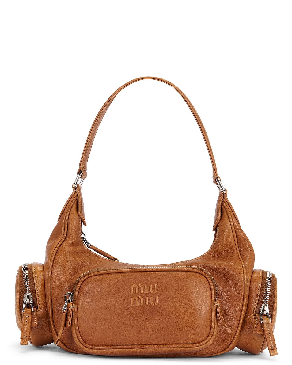 Image 1 of Miu Miu Washed Pocket Bag in Caramel