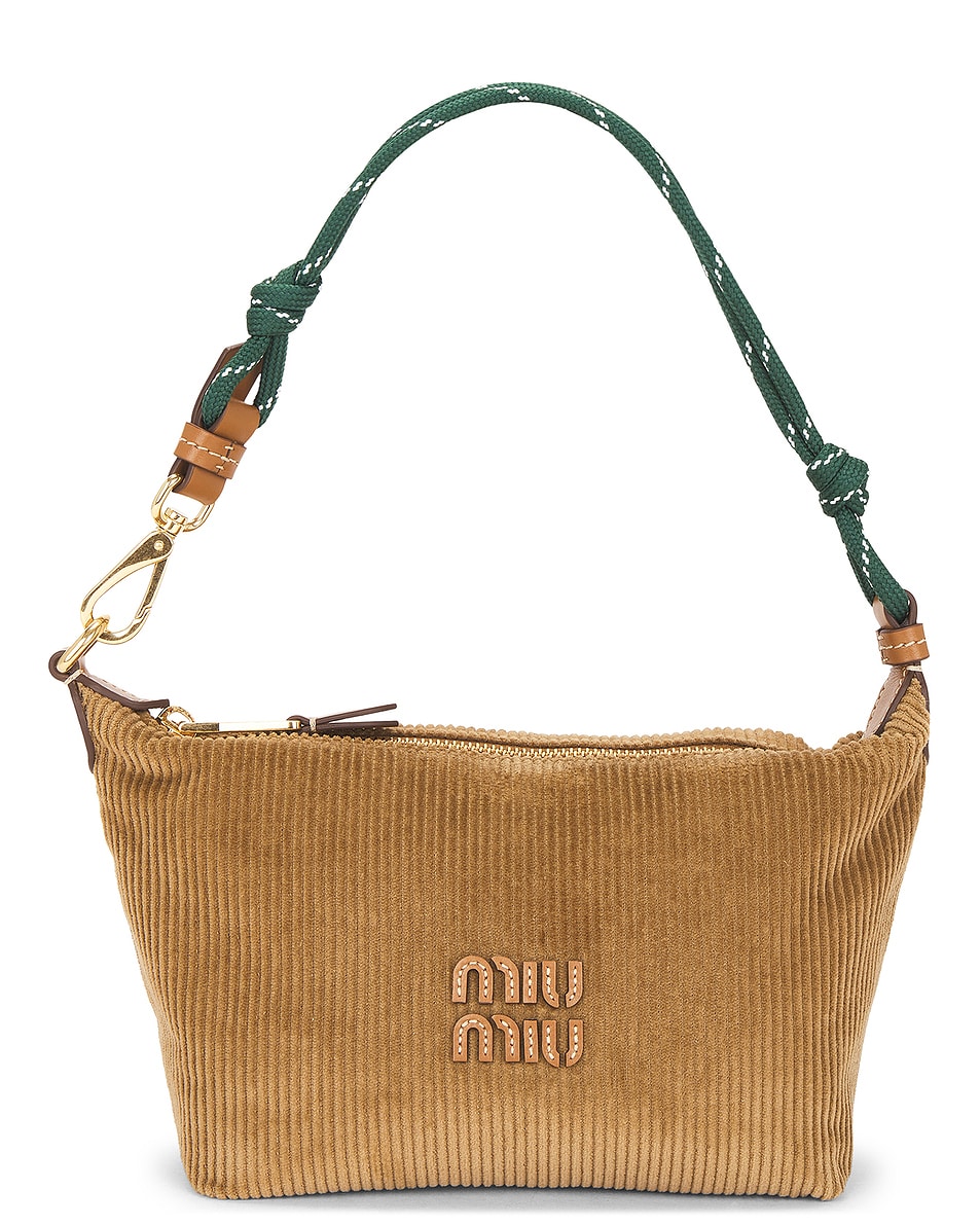 Image 1 of Miu Miu Velluto Righe Nastro Bag in Cannella & Verde