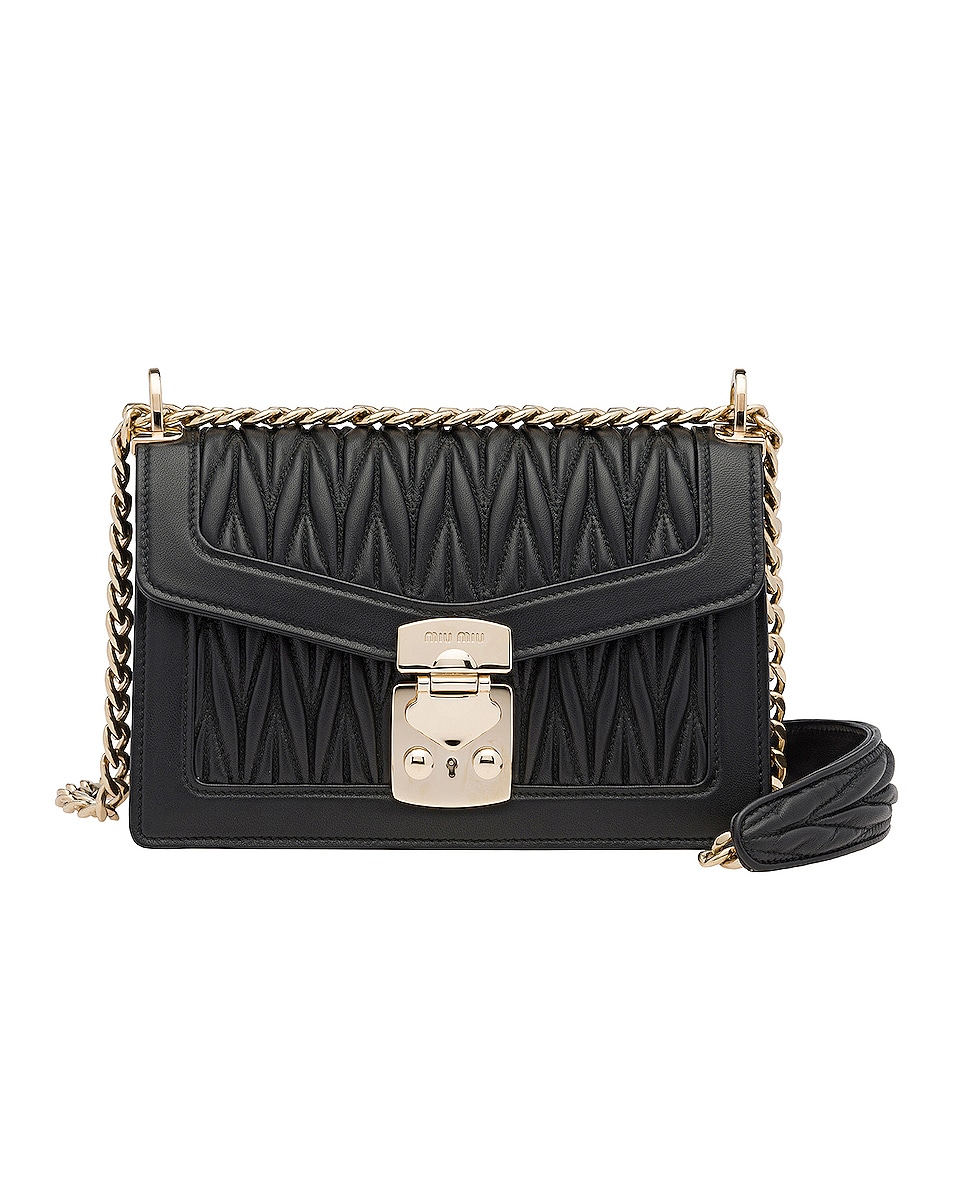 Image 1 of Miu Miu Quilted Leather Bag in Black