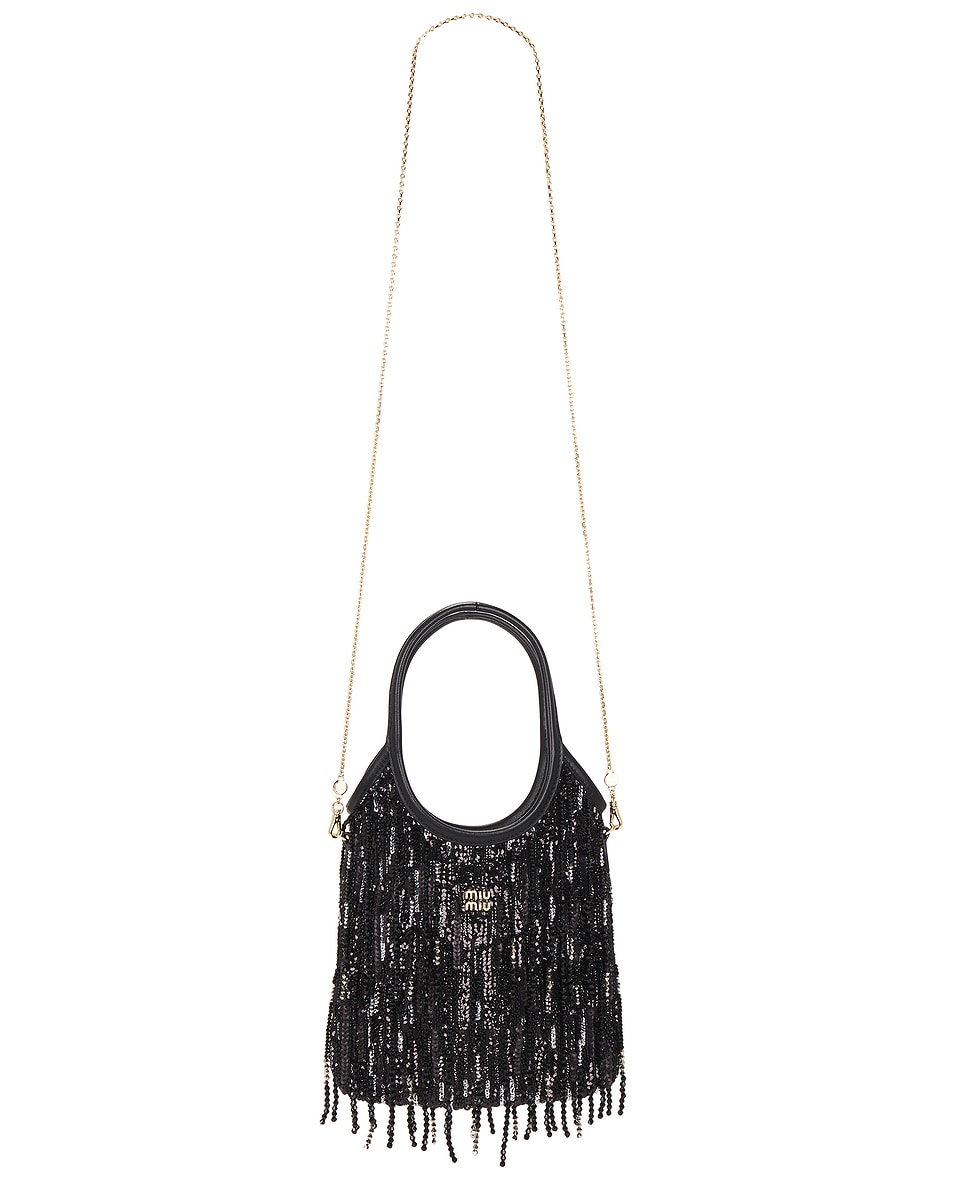 Image 1 of Miu Miu Beaded Ivy Bag in Nero