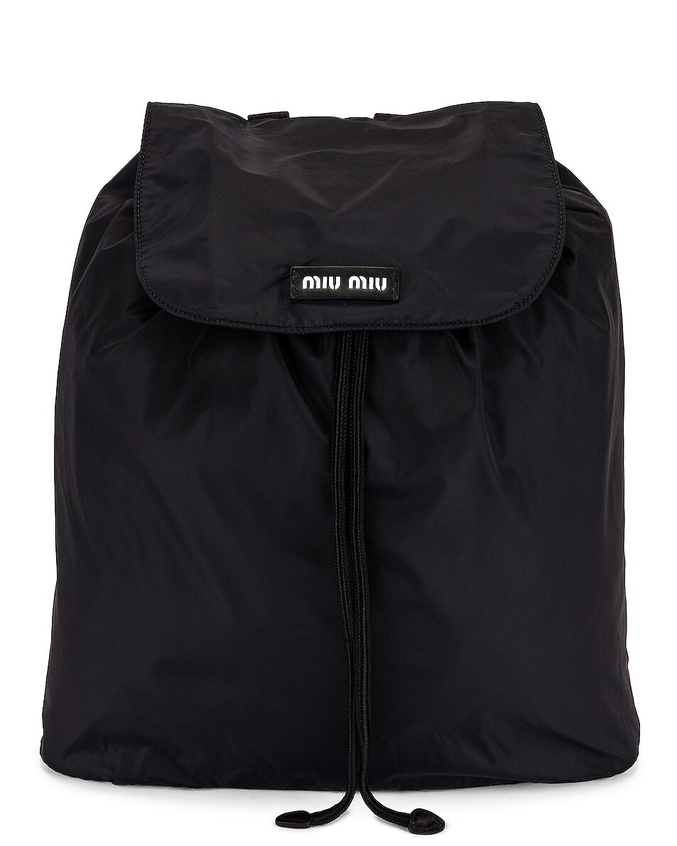 Image 1 of Miu Miu Foldable Nylon Backpack in Nero