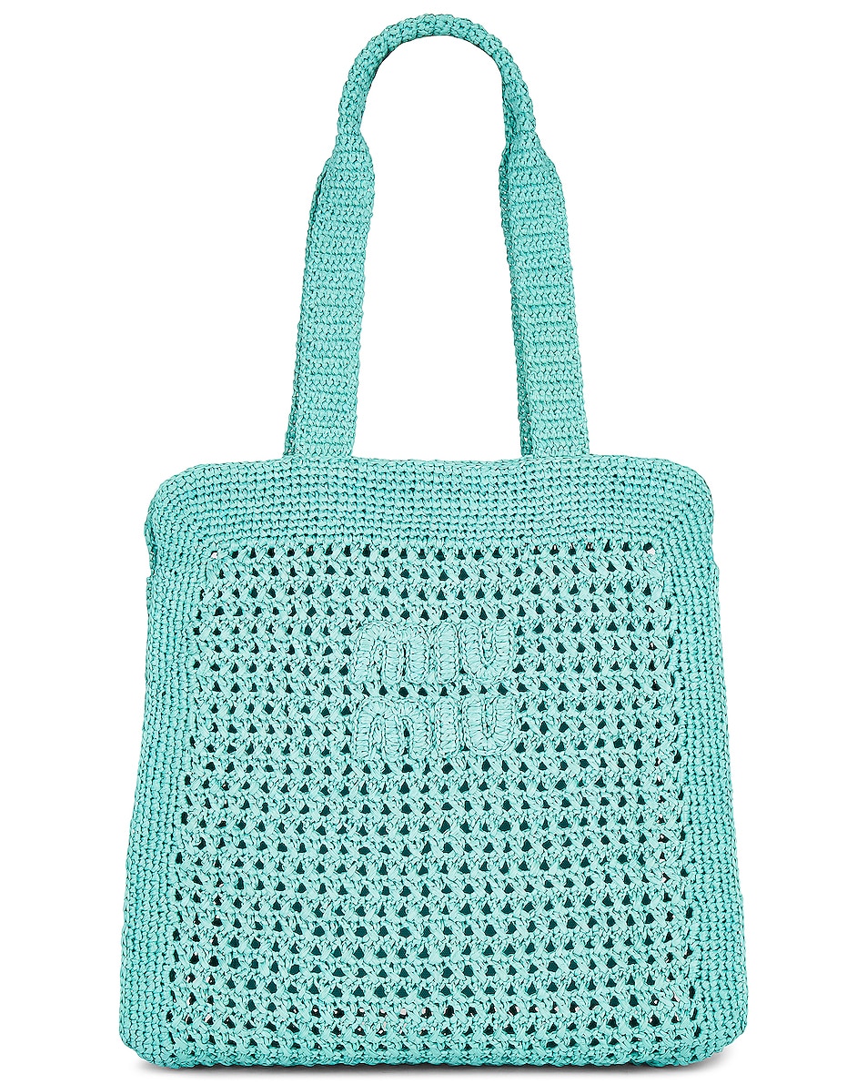 Image 1 of Miu Miu Crochet Tote Bag in Giada