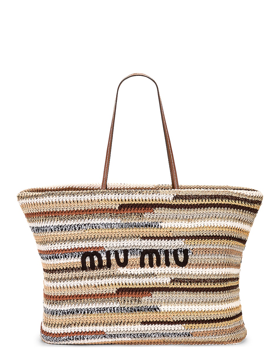 Miu Miu Crochet Tote Bag in Natural FWRD