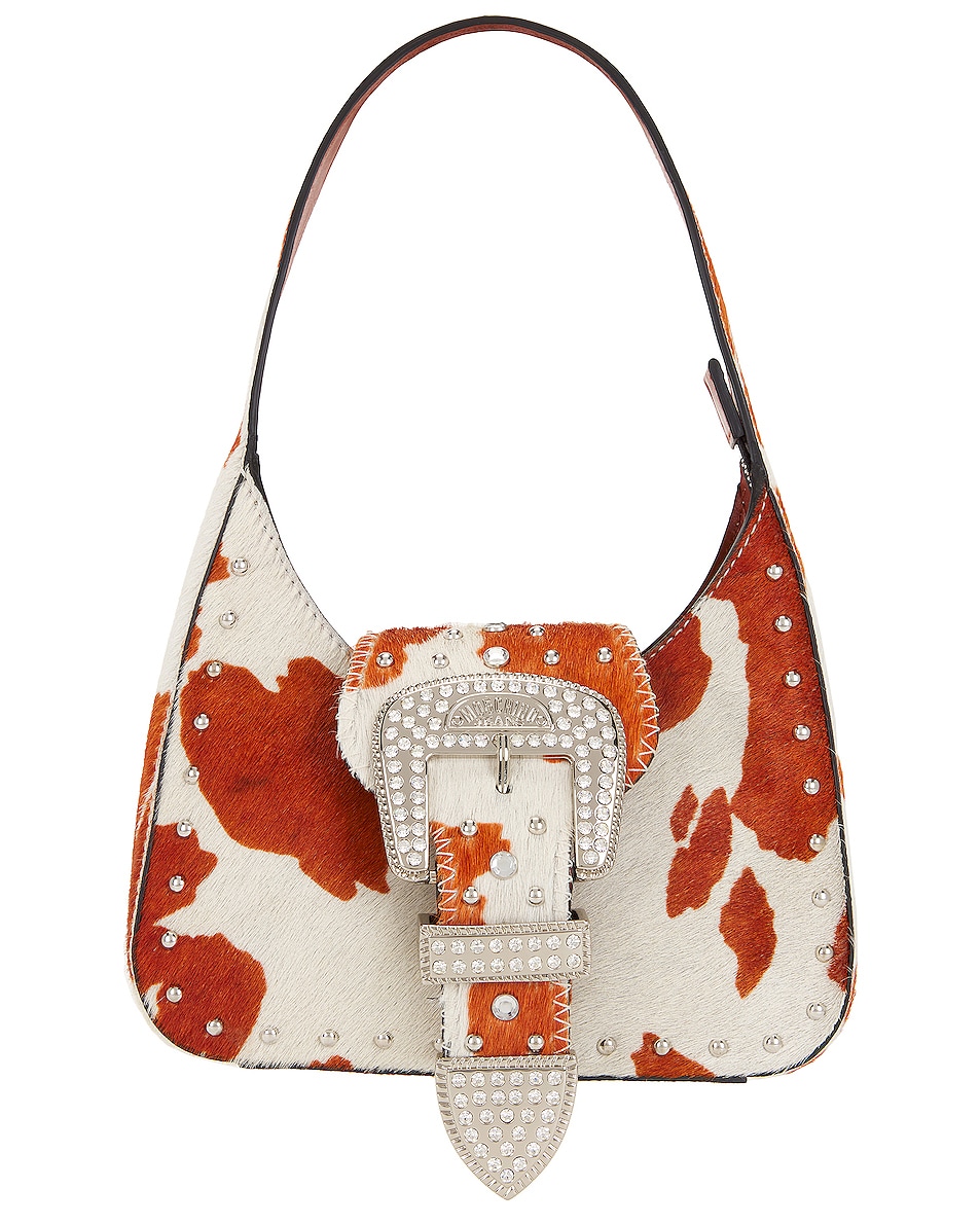 Image 1 of Moschino Jeans Buckle Shoulder Bag in Fantasy Print Brown