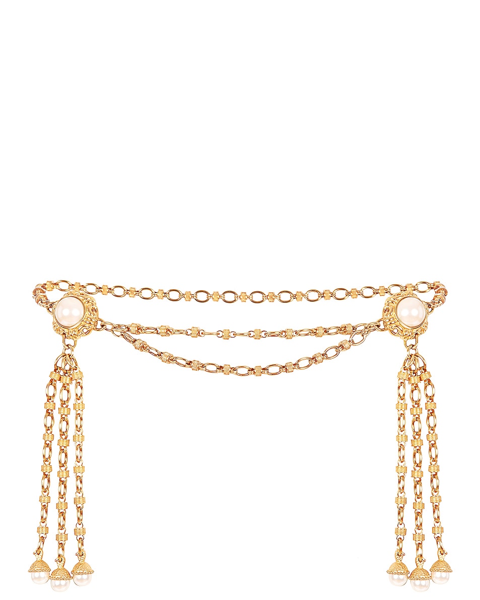 Image 1 of Markarian x Ciner Faustina Double Pearl Tassel Belt in Gold