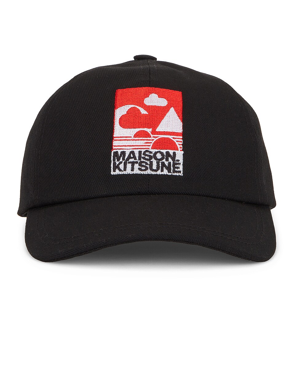 Image 1 of Maison Kitsune Red Anthony Burrill 6P Cap in Black