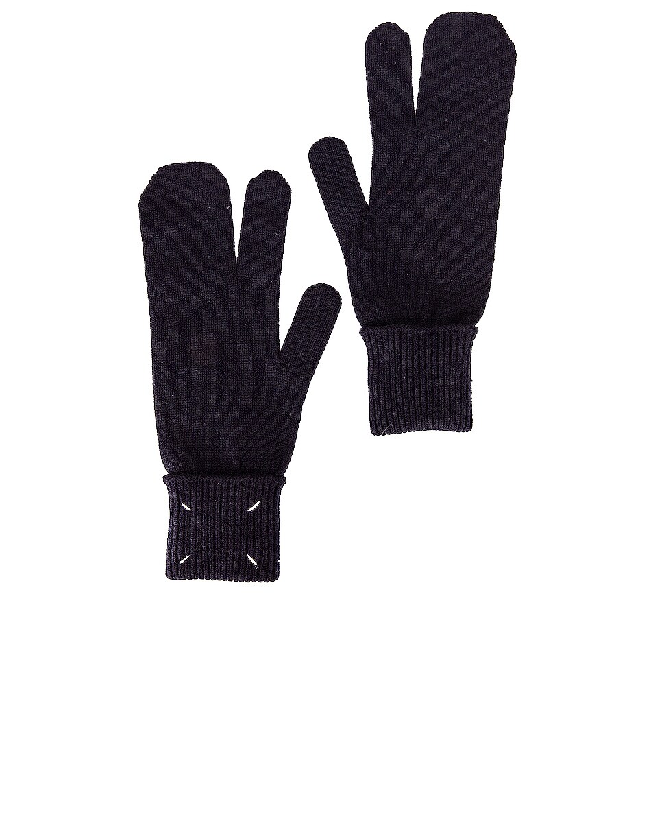 Image 1 of Maison Margiela Two Finger Gloves in Navy