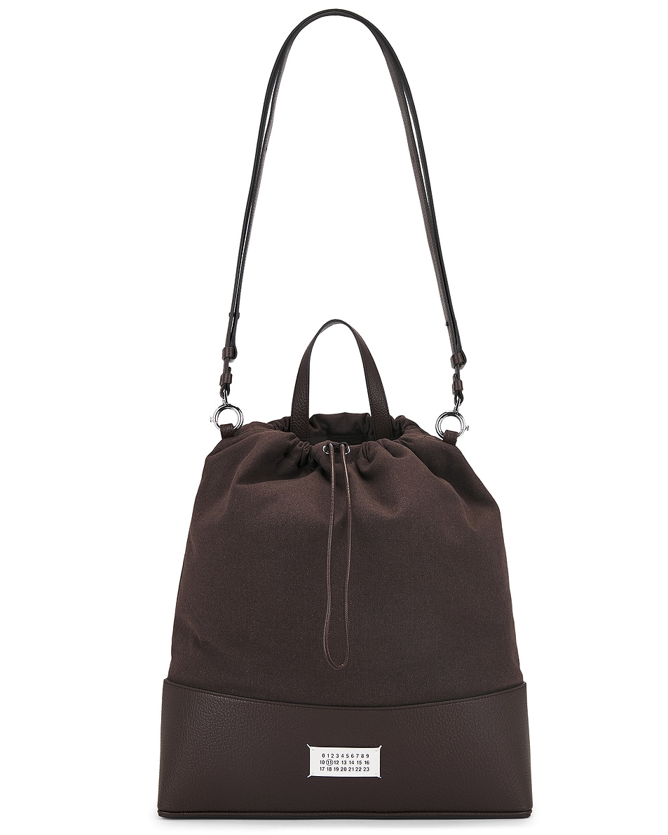 Image 1 of Maison Margiela Medium 5ac Daily Drawstring Backpack in Walnut