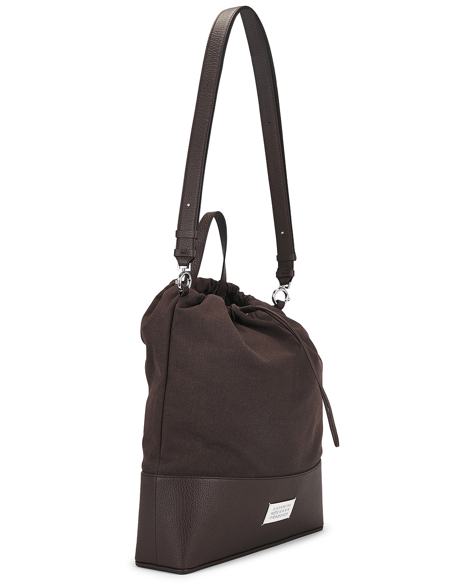 Image 4 of Maison Margiela Medium 5ac Daily Drawstring Backpack in Walnut