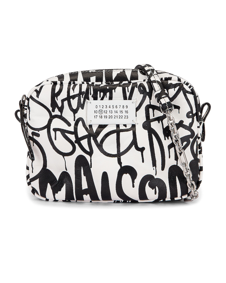 Maison Margiela Glam Slam Graffiti Camera Bag In White & Black