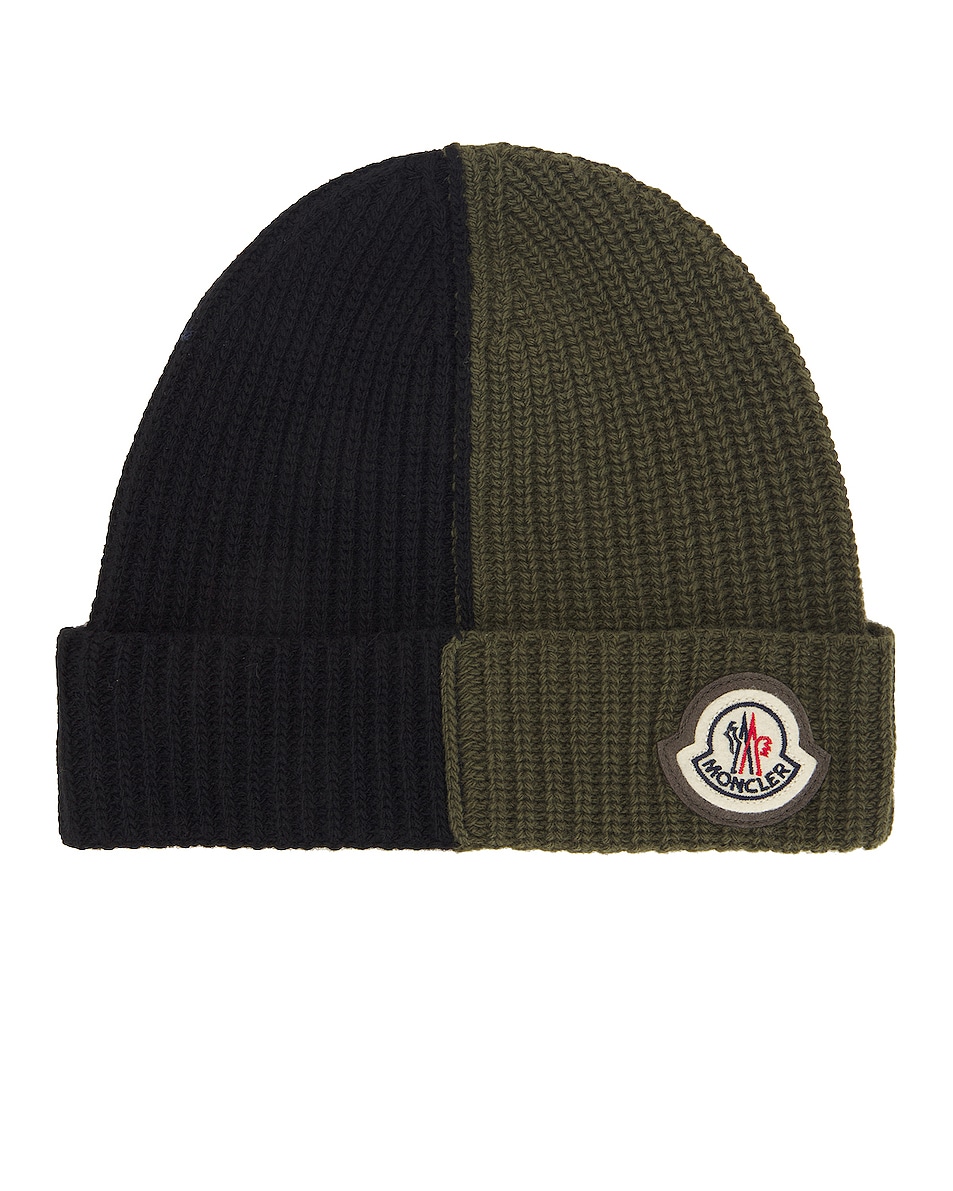 Image 1 of Moncler Beanie Hat in Olive Navy