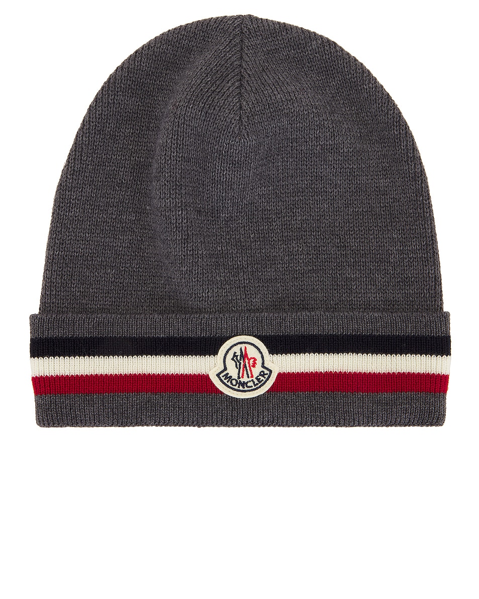 Image 1 of Moncler Beanie Hat in Charcoal