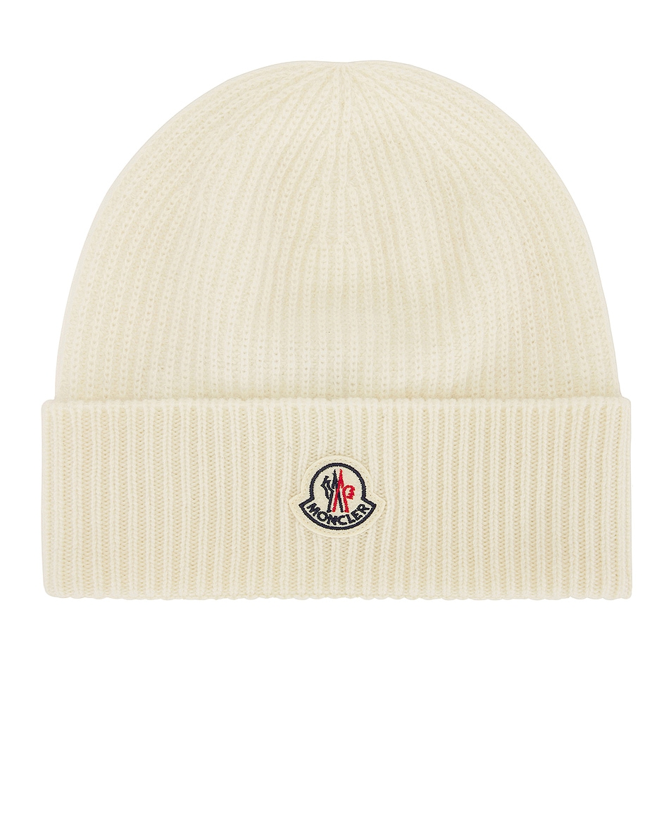 Image 1 of Moncler Beanie Hat in White