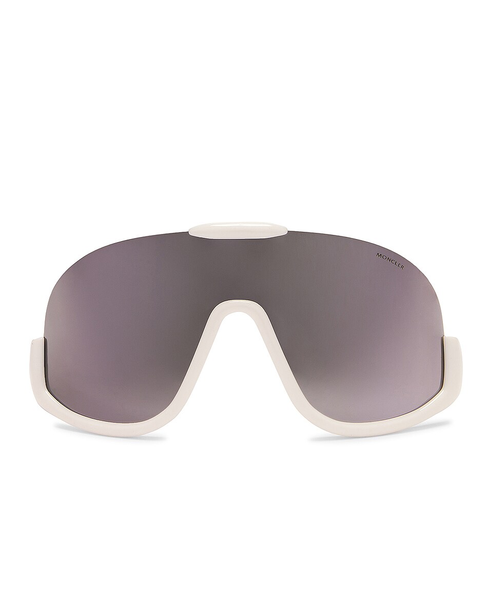 Image 1 of Moncler Shield Sunglasses in Shiny Optical White