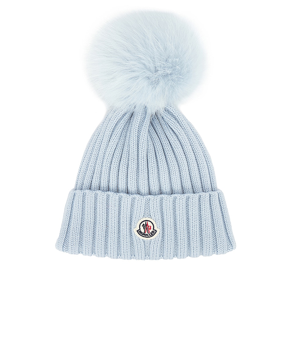 Image 1 of Moncler Puff Beanie in Blue