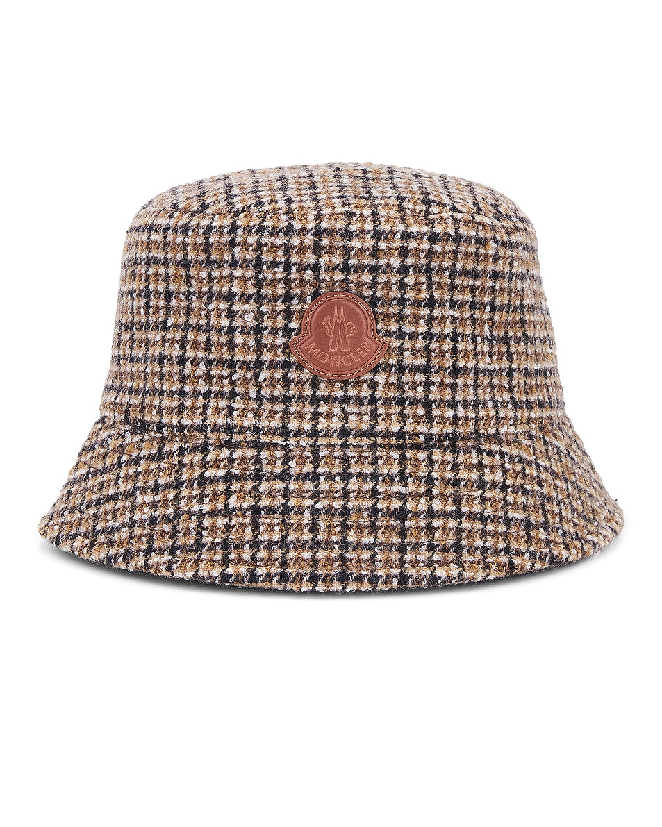 Image 1 of Moncler Bucket Hat in Beige Check