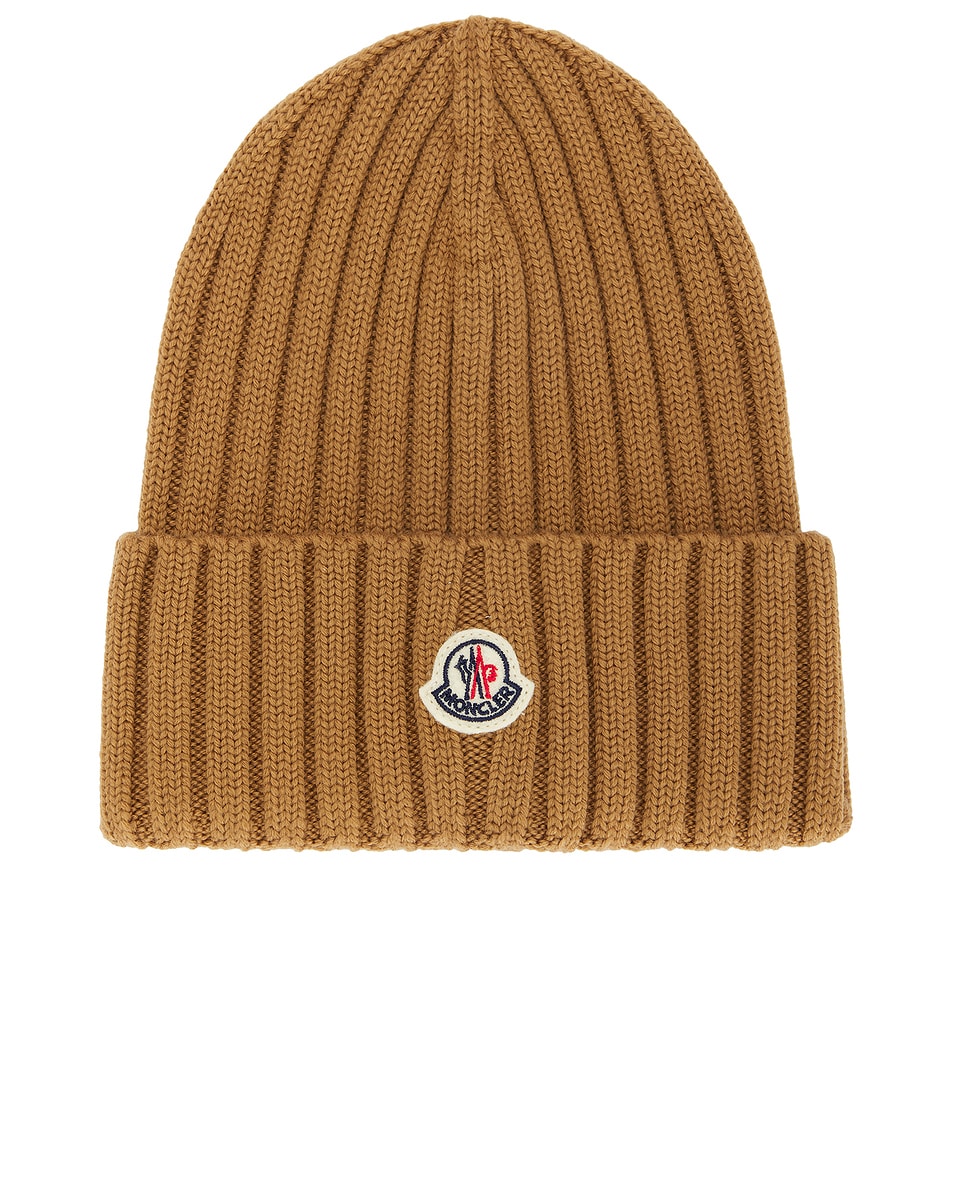 Image 1 of Moncler Foldover Beanie in Beige