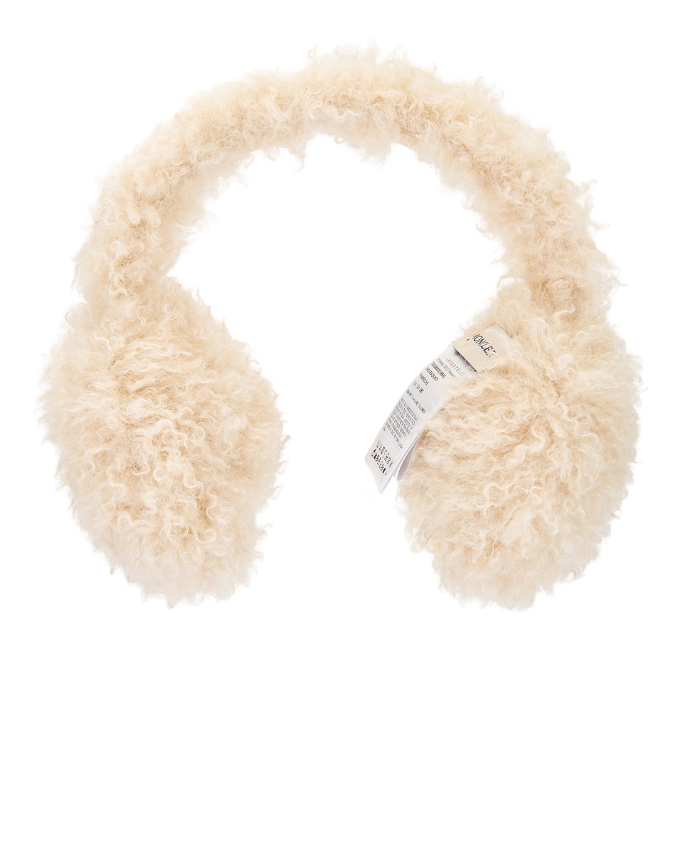 Image 1 of Moncler Faux Fur Earmuffs in Light Beige