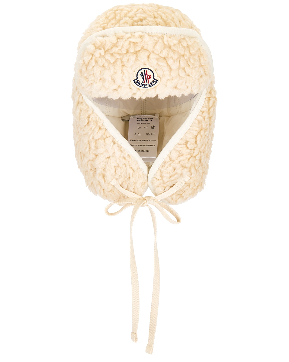 Image 1 of Moncler Faux Fur Aviator Hat in Natural