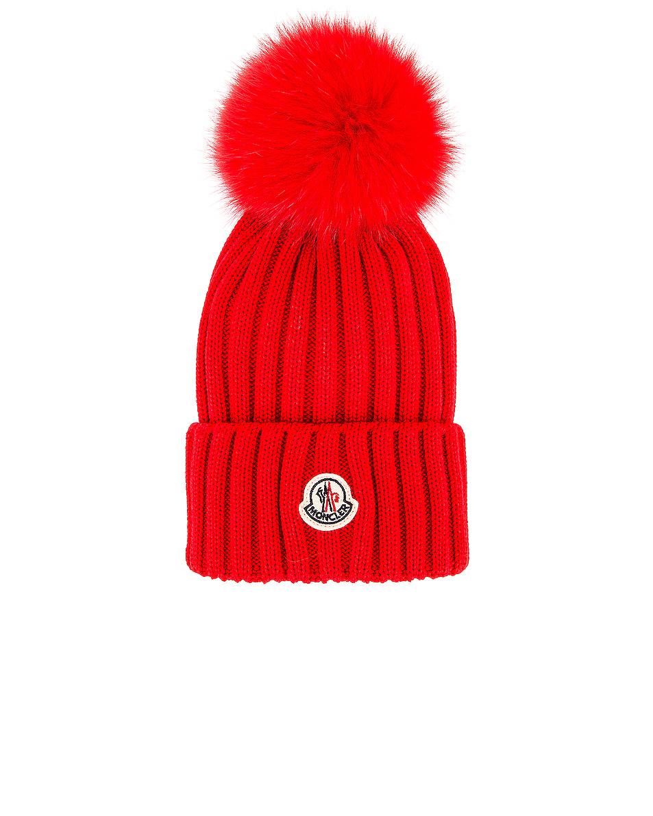 Image 1 of Moncler Berretto Tricot Beanie in Red