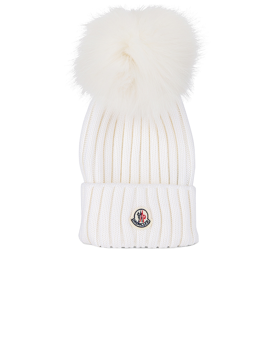 Image 1 of Moncler Berretto Tricot Beanie in Cream