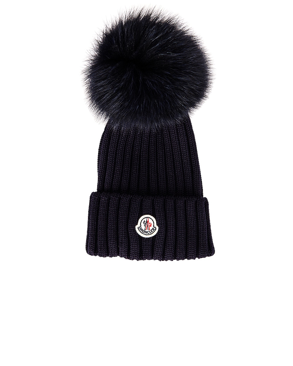 Image 1 of Moncler Berretto Tricot Beanie in Navy