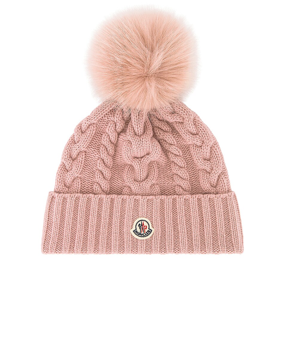 Image 1 of Moncler Knit Pom Beanie in Pink