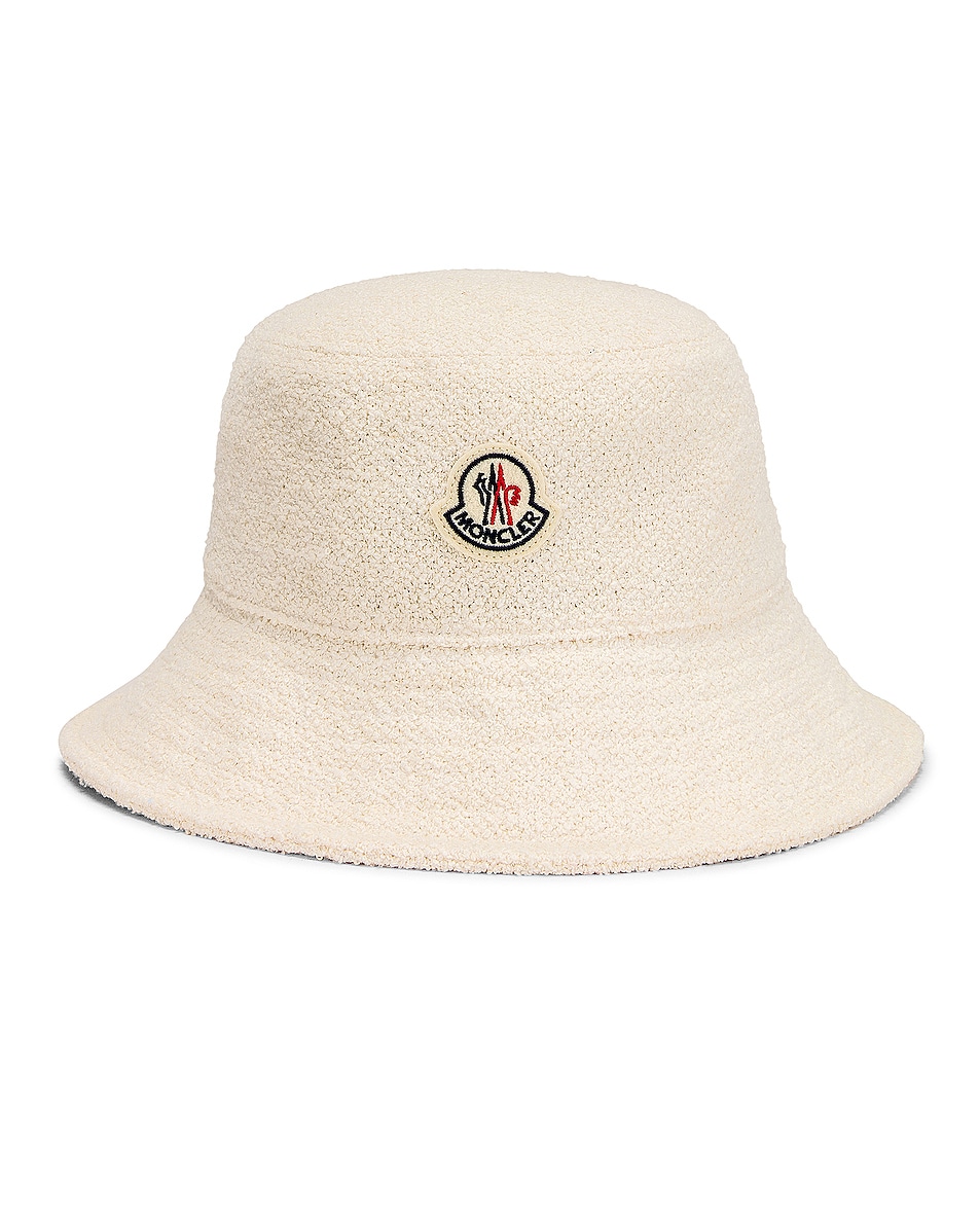 Image 1 of Moncler Terry Bucket Hat in White