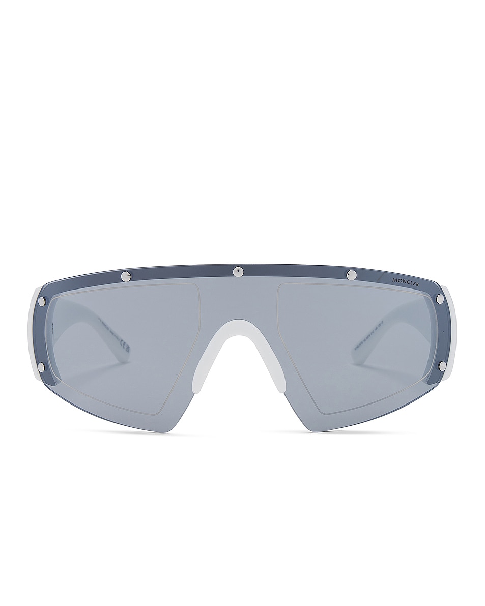 Image 1 of Moncler Shield Sunglasses in White