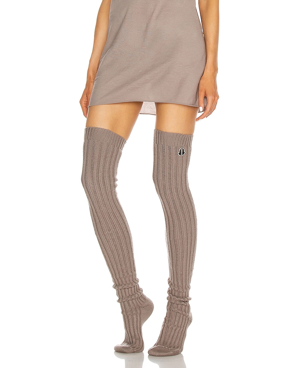 Image 1 of Moncler + Rick Owens Thigh High Stocking in Dust
