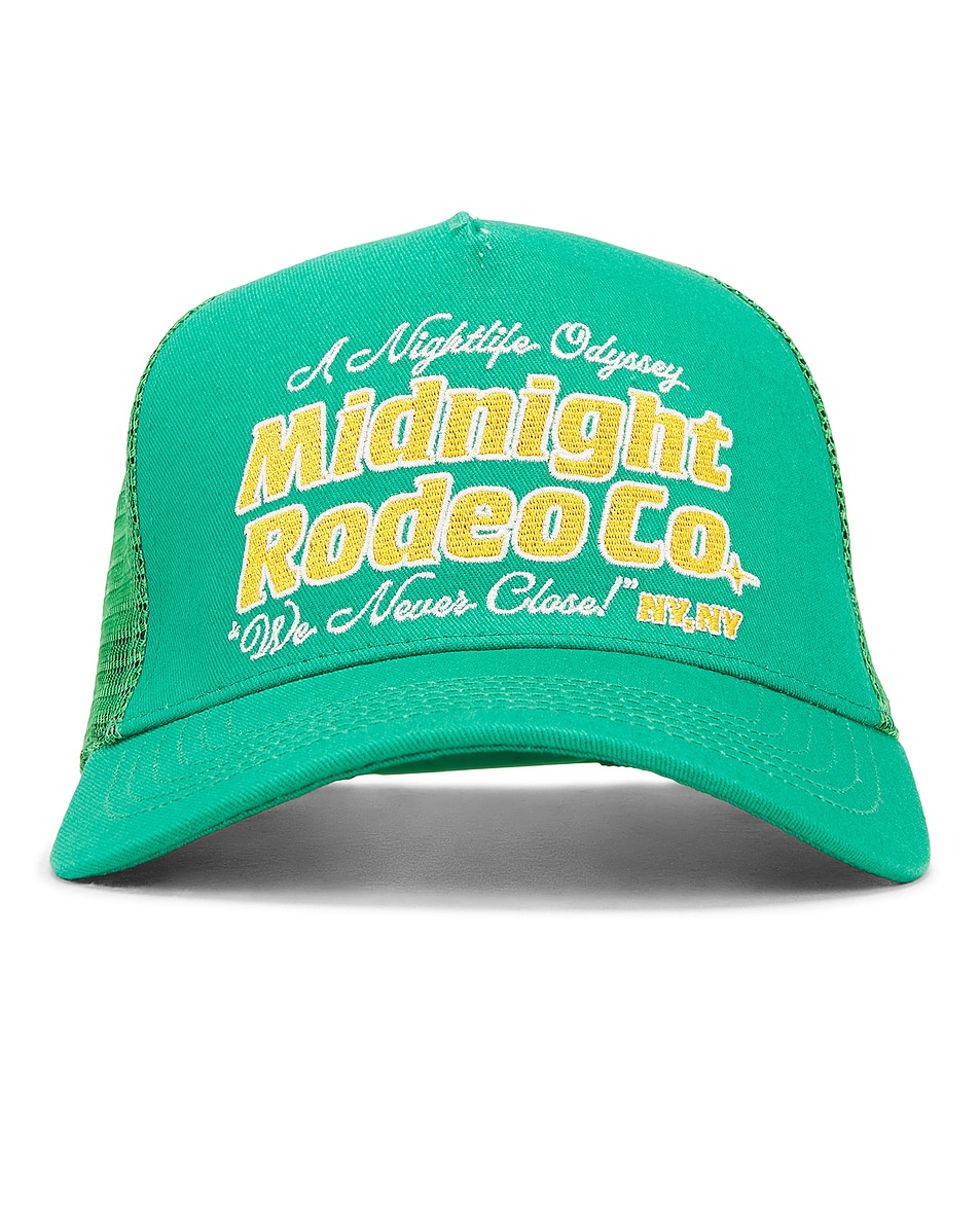 Image 1 of Midnight Rodeo Nightlight Odyssey Mesh Trucker in Kelly Green