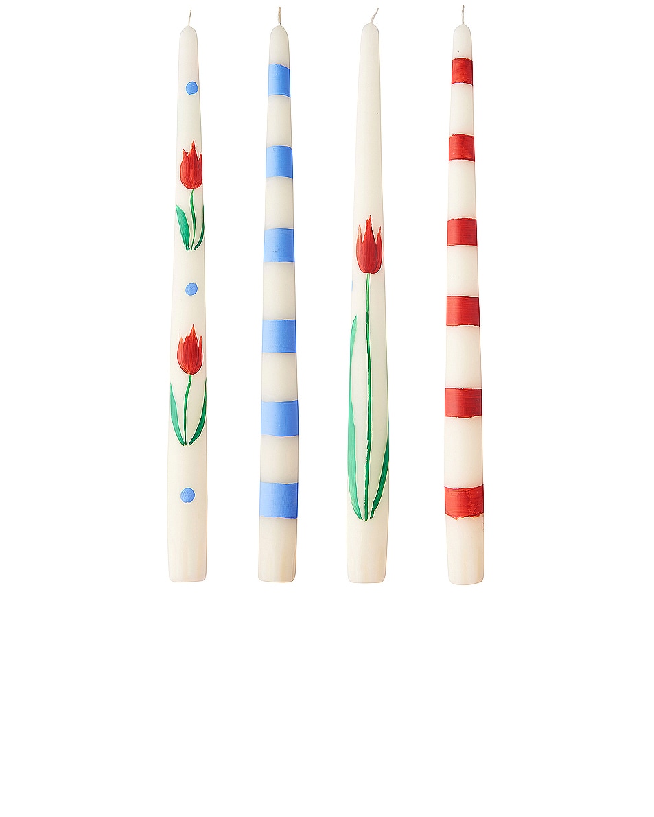 Image 1 of Misette Hand Painted Taper Candles Set Of 4 in Jardin