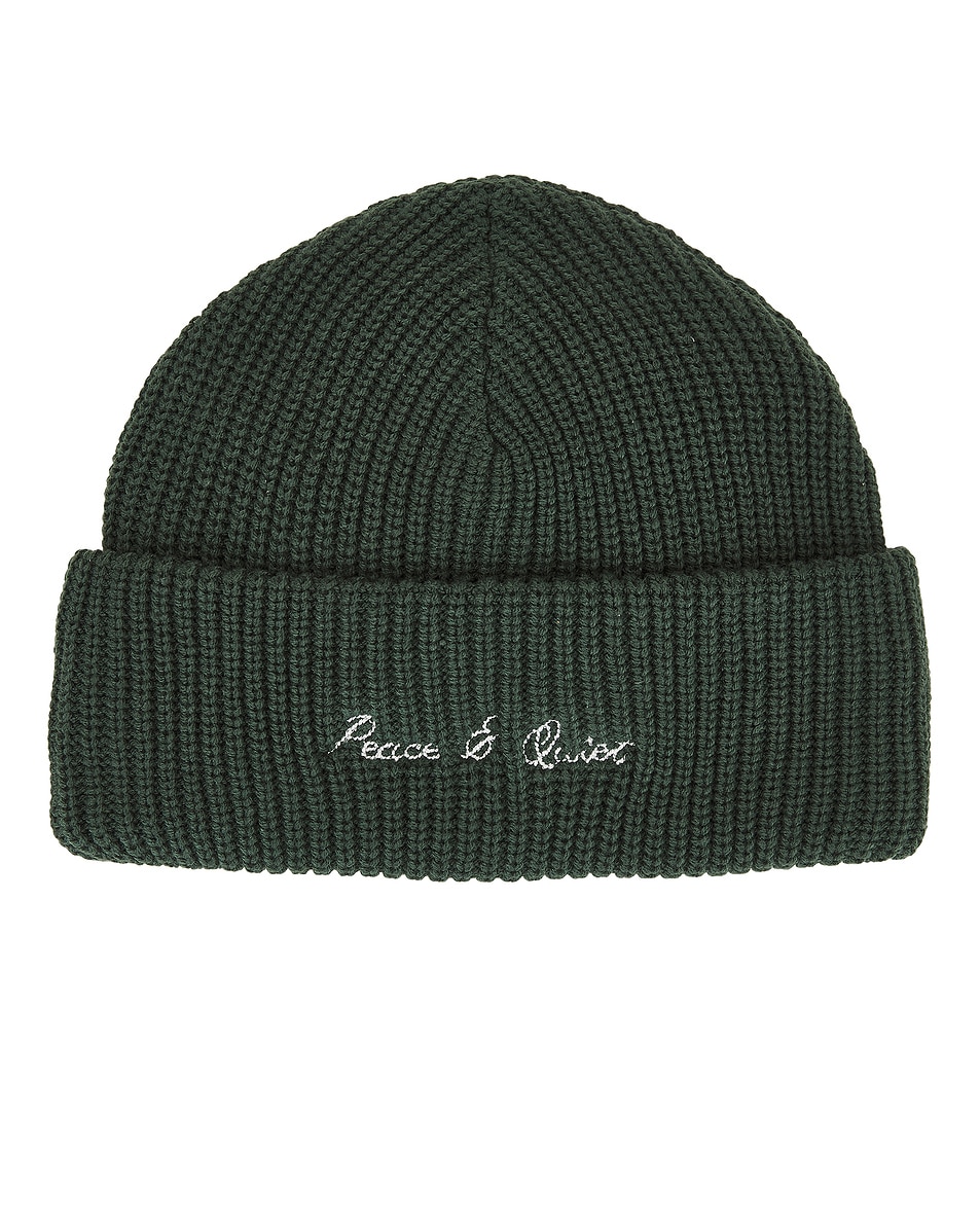 Image 1 of Museum of Peace and Quiet Signature Rib Knit Beanie in Forest