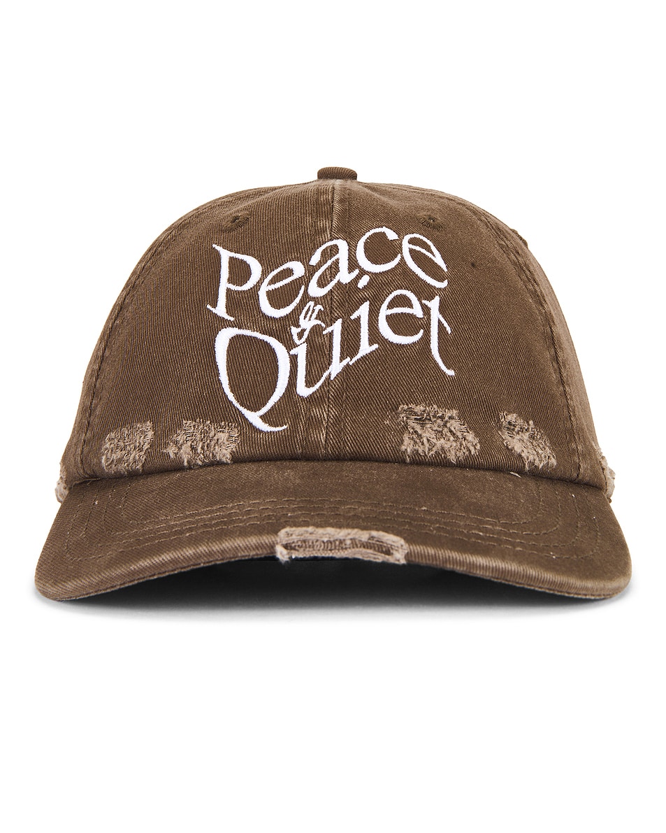 Image 1 of Museum of Peace and Quiet Wordmark Distressed Dad Hat in Coffee