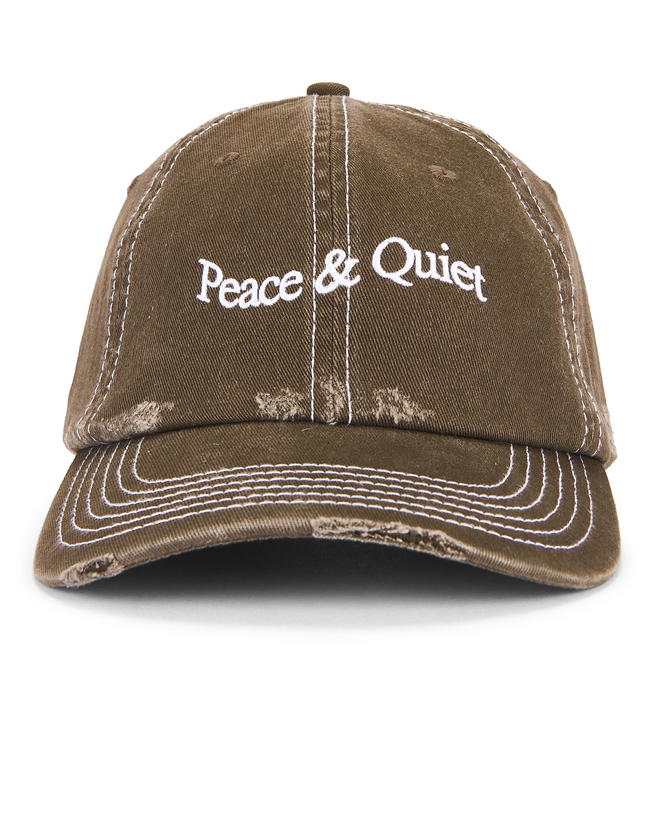 Image 1 of Museum of Peace and Quiet Wordmark Reverse Stitched Dad Hat in Brown