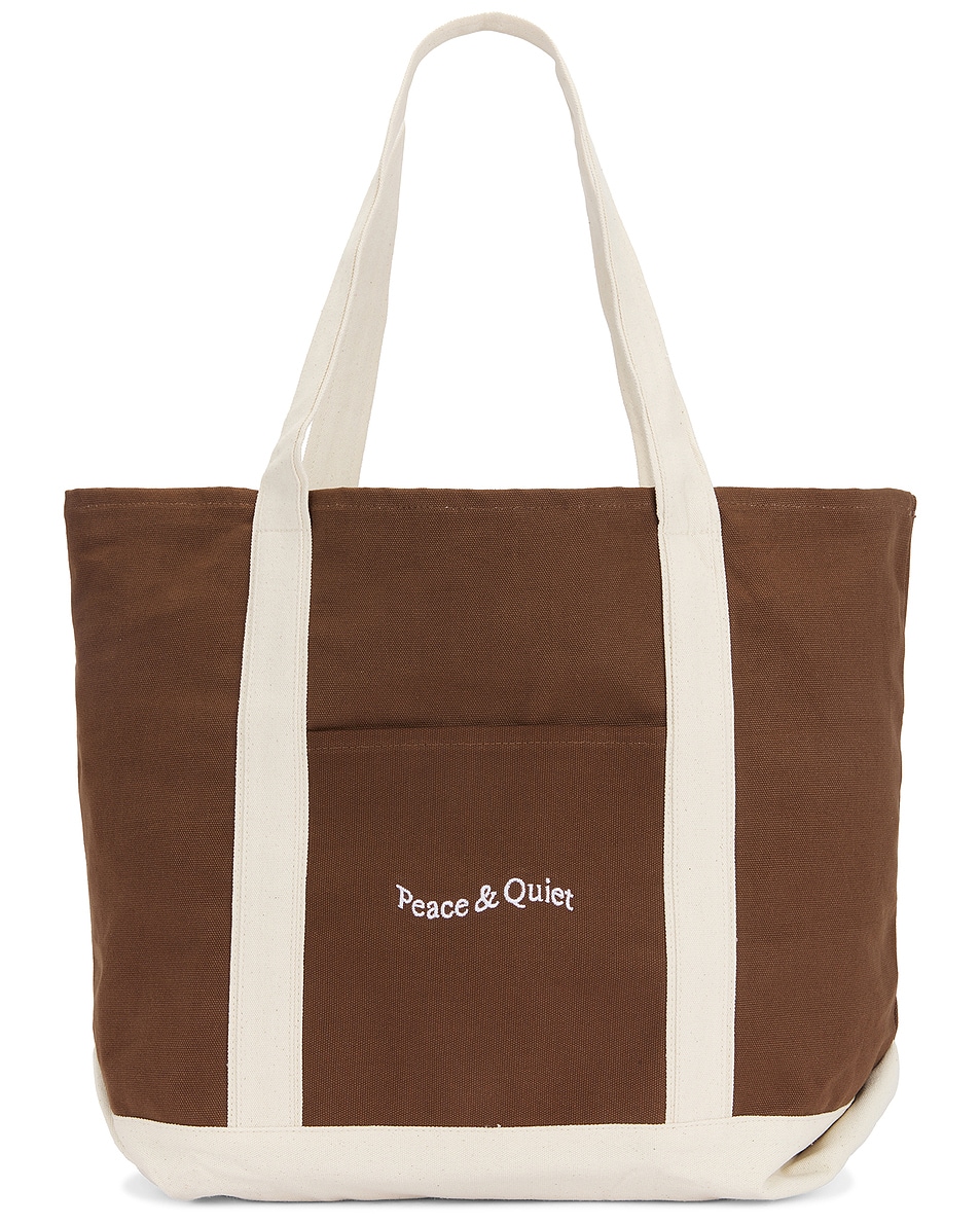 Image 1 of Museum of Peace and Quiet Wordmark Boat Tote in Brown