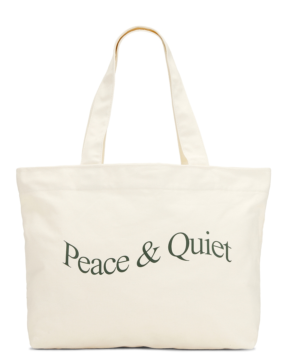 Image 1 of Museum of Peace and Quiet Wordmark Pigment Dyed Tote Bag in Bone