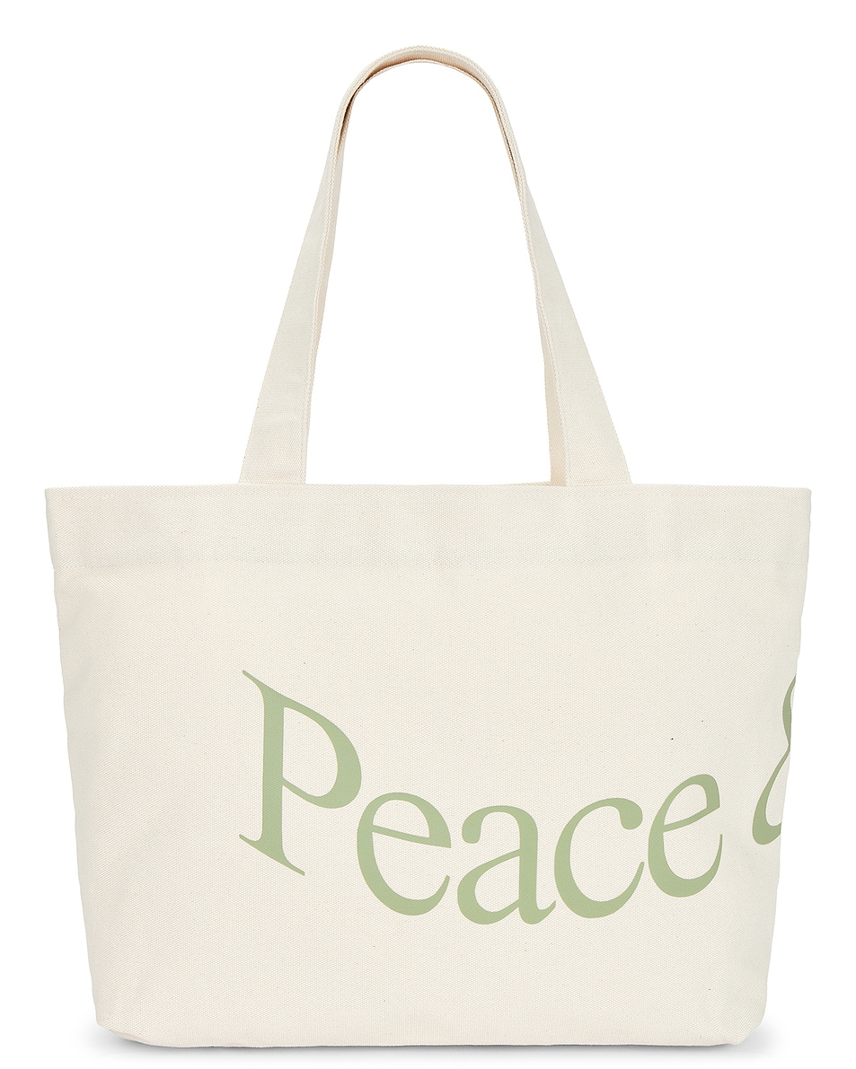 Image 1 of Museum of Peace and Quiet Wordmark Tote Bag in Bone