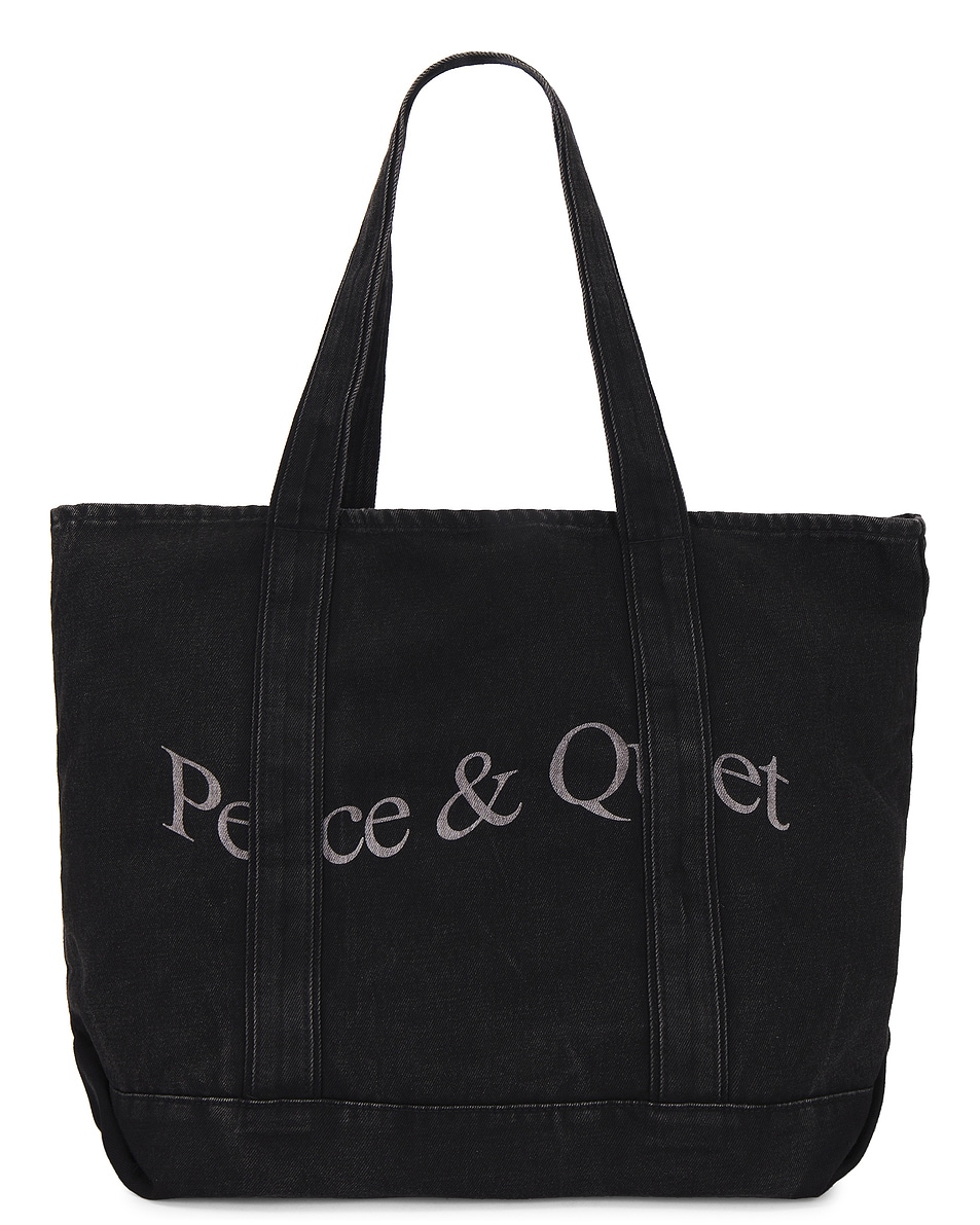 Image 1 of Museum of Peace and Quiet Wordmark Denim Boat Tote in Black Wash