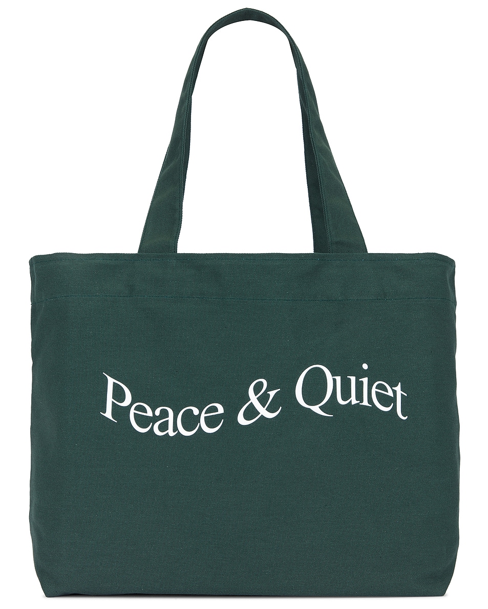 Image 1 of Museum of Peace and Quiet Wordmark Tote Bag in Forest