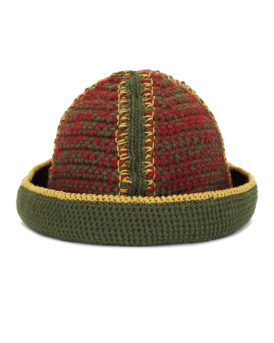 Image 1 of Nicholas Daley Hand Crochet Bucket Hat in Sienna, Mustard, & Olive