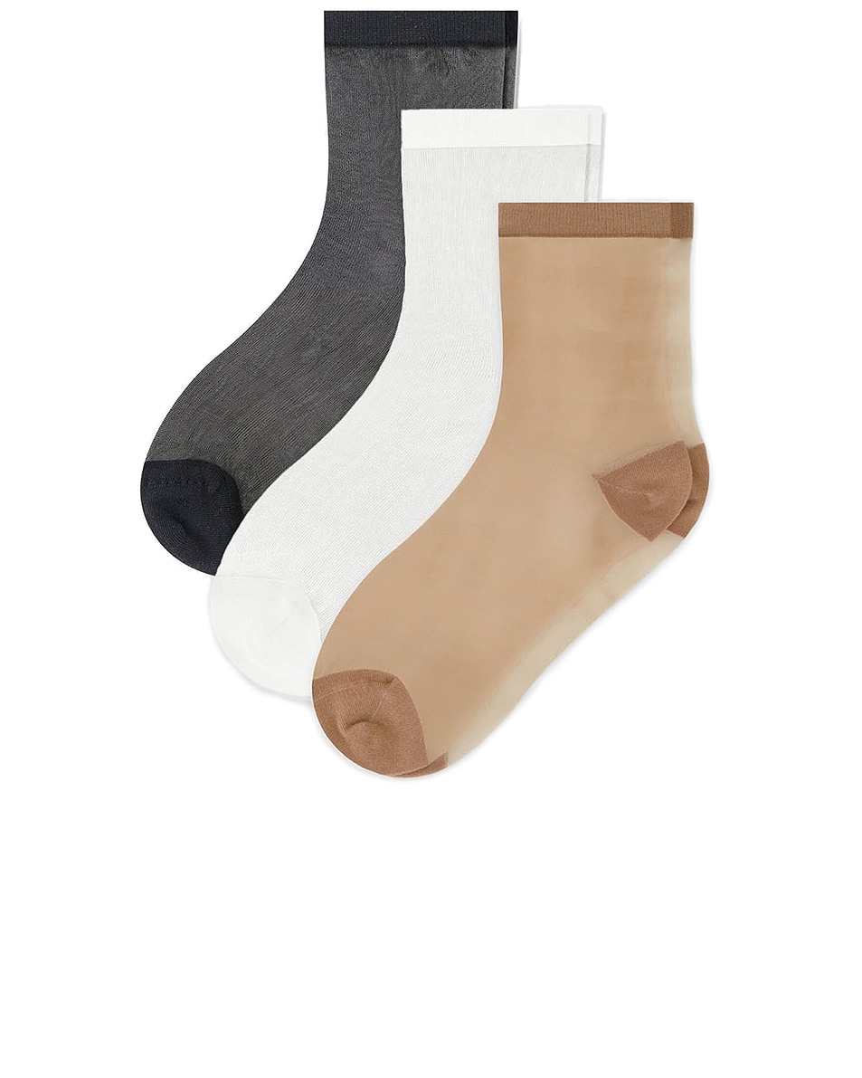 Image 1 of Negative Underwear Fancy Mesh Sock 3 Pack in Essential