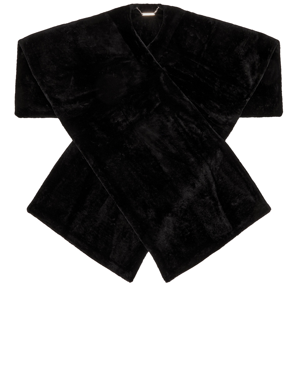 Image 1 of NOUR HAMMOUR Edra Shearling Scarf in Black
