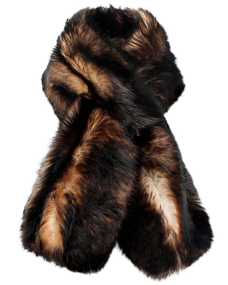 Image 1 of NOUR HAMMOUR Montaigne Shearling Scarf in Wild Brown