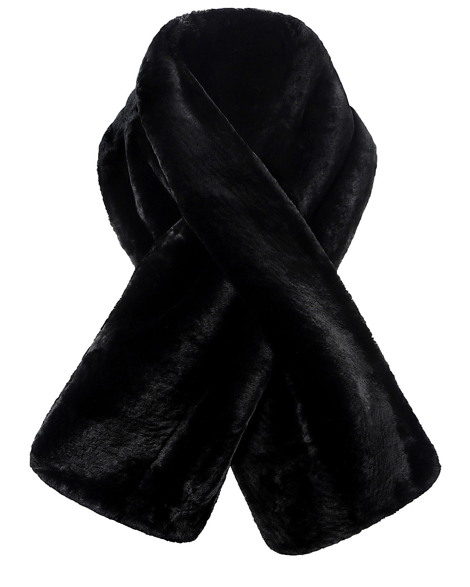 Image 1 of NOUR HAMMOUR Vienna Shearling Scarf in Black