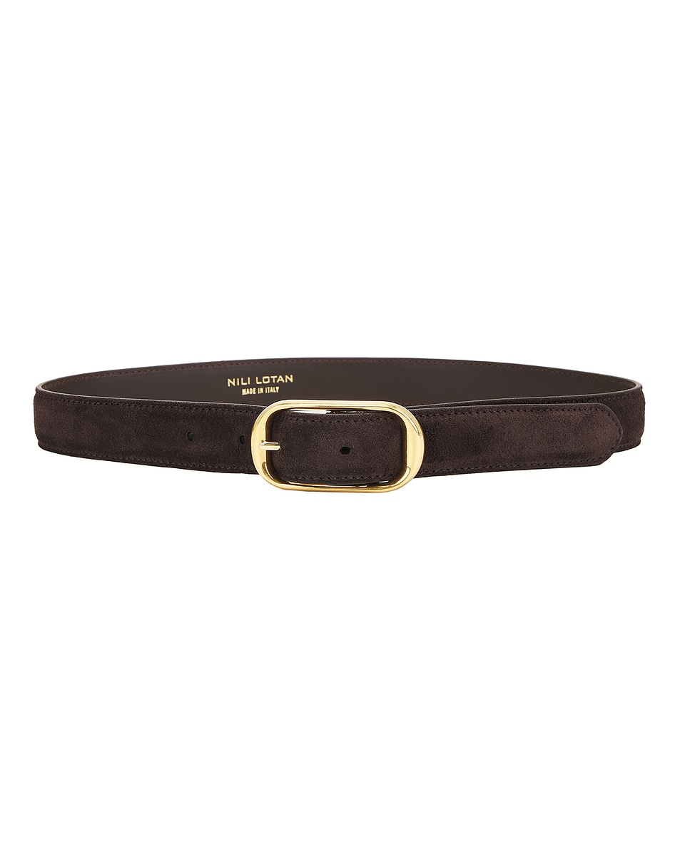 Image 1 of NILI LOTAN Reine Suede Belt in Espresso