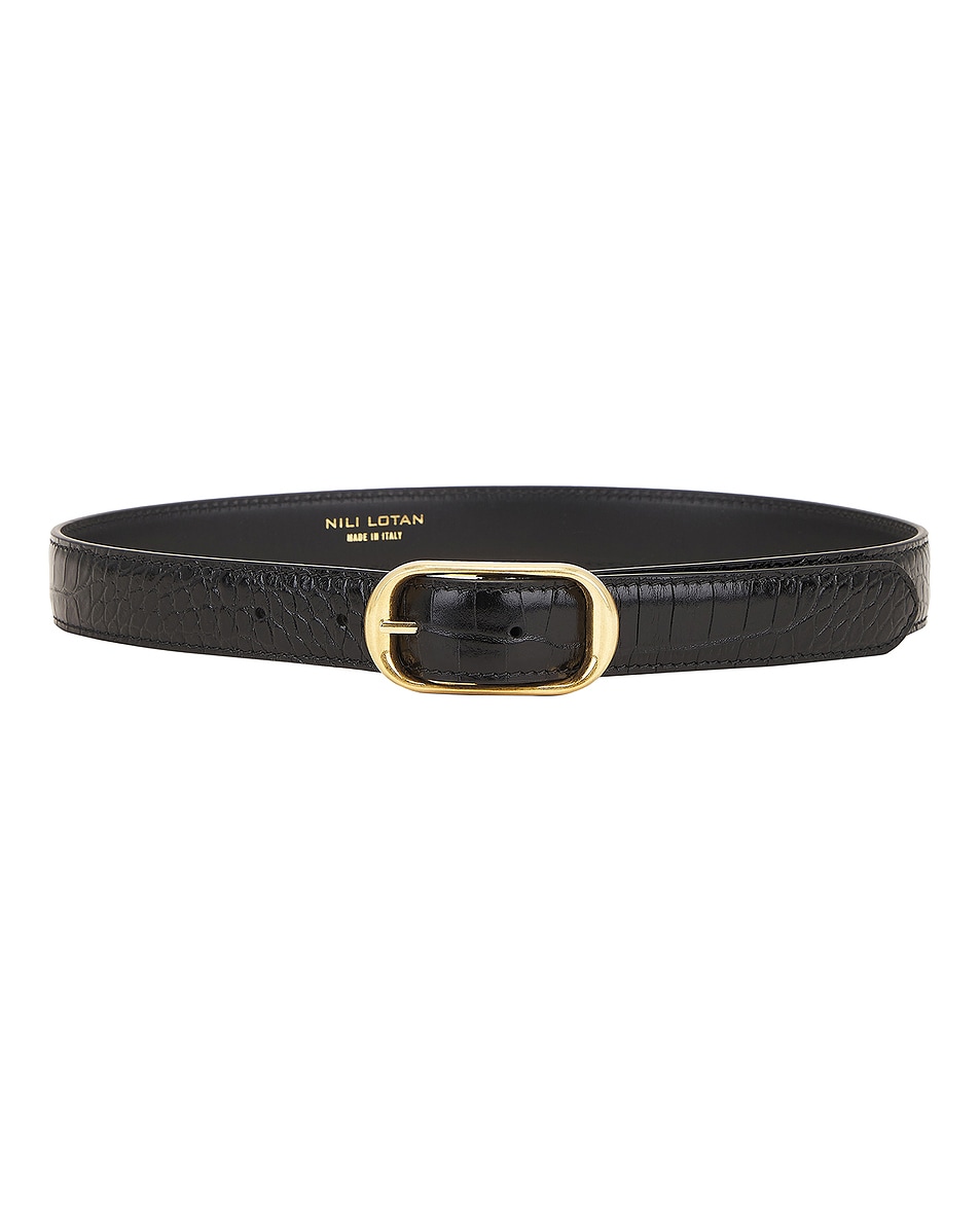 Image 1 of NILI LOTAN Reine Croc Belt in Black