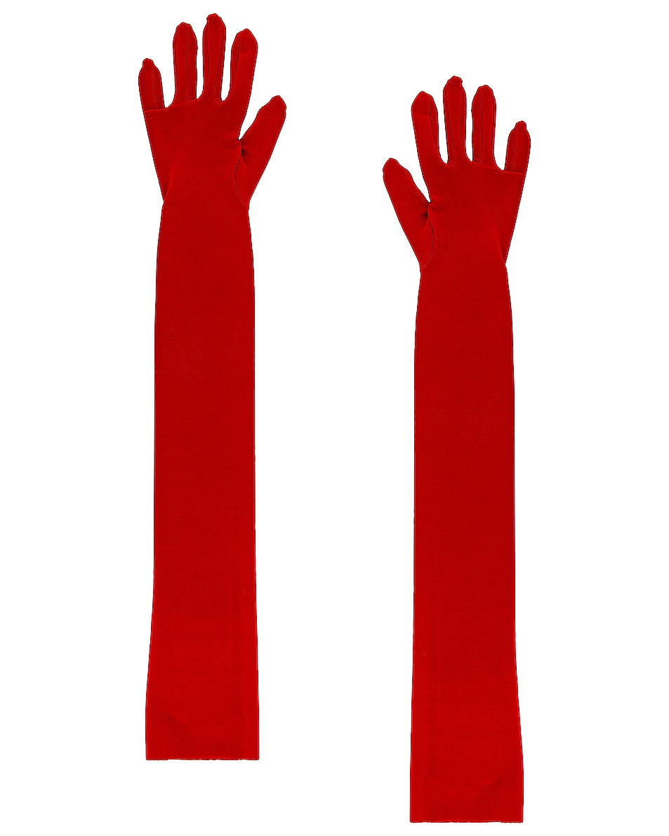 Image 1 of Norma Kamali Long Gloves in Tiger Red