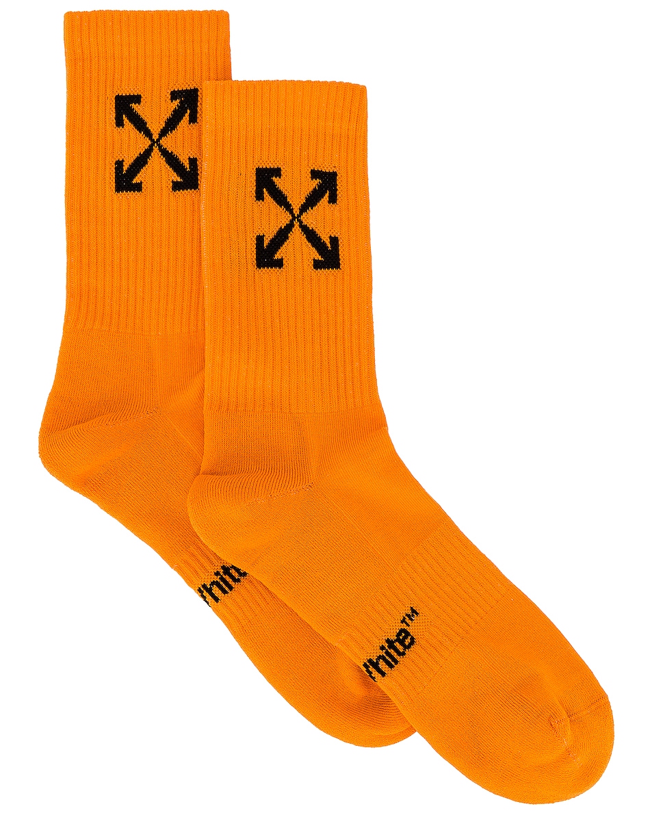 Image 1 of OFF-WHITE Arrow Sport Socks in Orangeade & Black