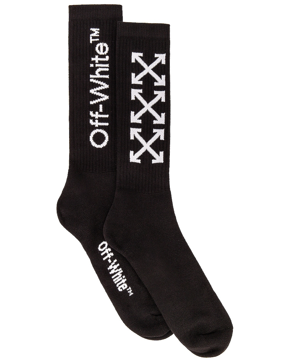 Image 1 of OFF-WHITE Arrows Mid Length Socks in Black & White